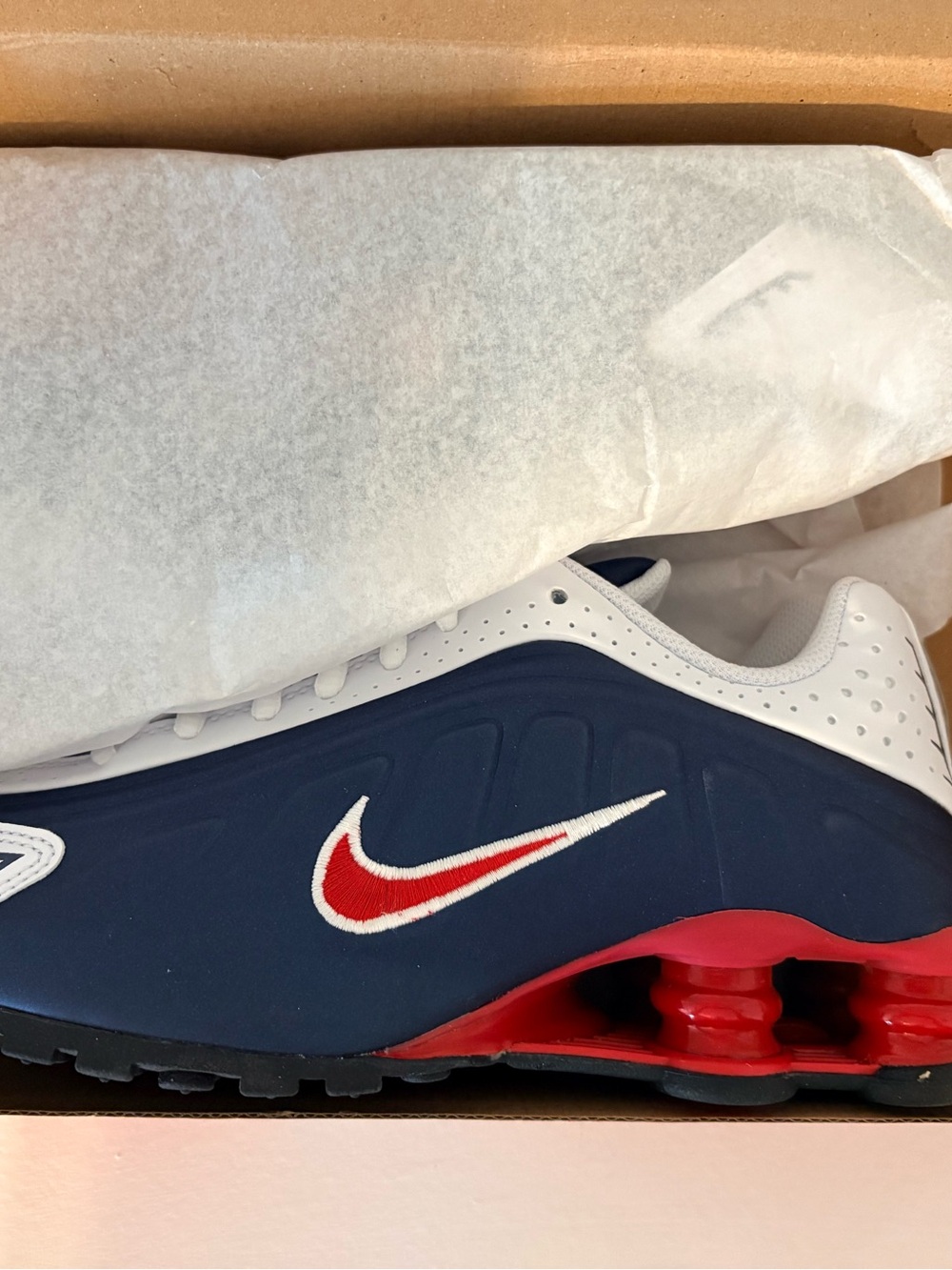 Nike Youth Navy White Red Shox Running Sneakers